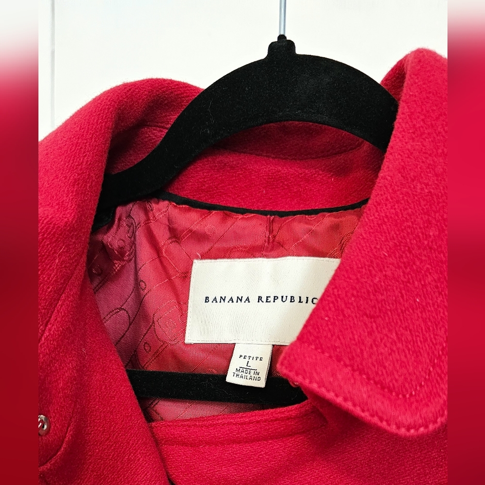 BANANA REPUBLIC Red Long Wool Coat - Picture 4 of 12